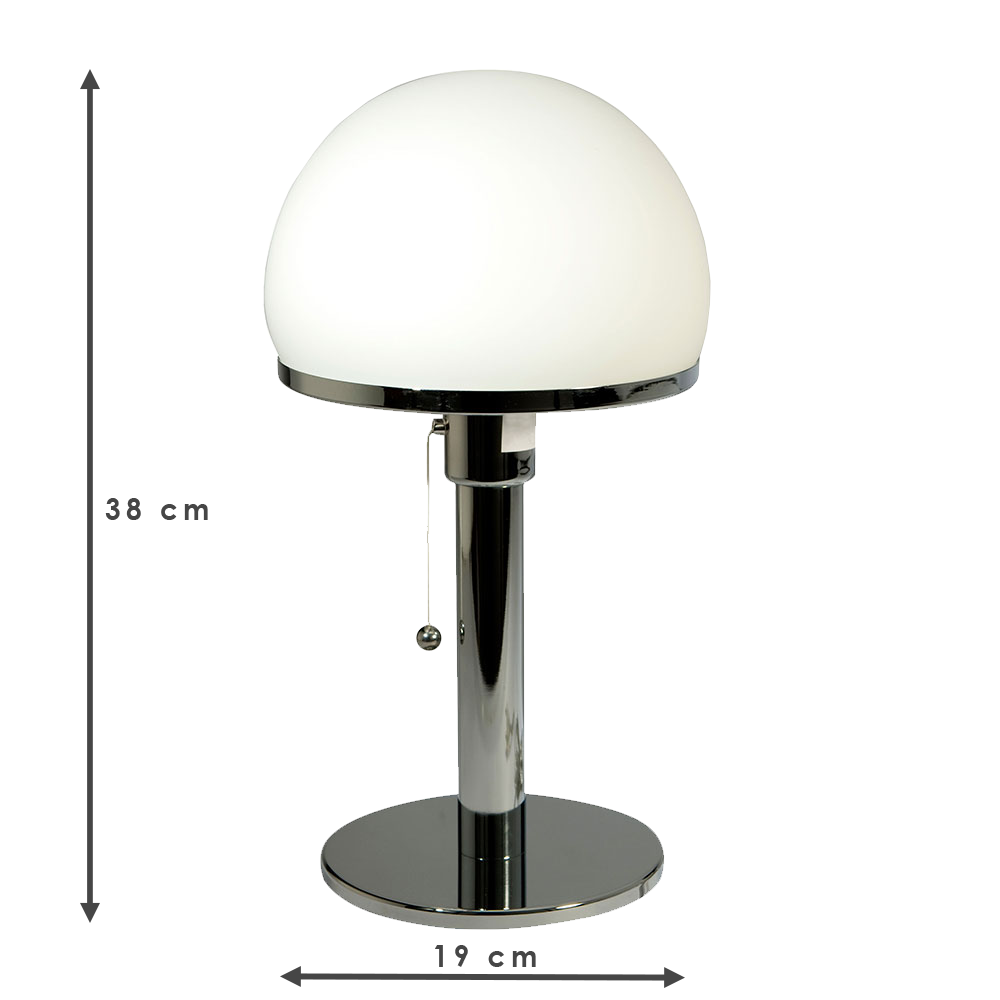 Tischlampe aus weißem Glas und Metall