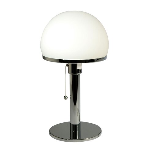 Tischlampe aus weißem Glas und Metall