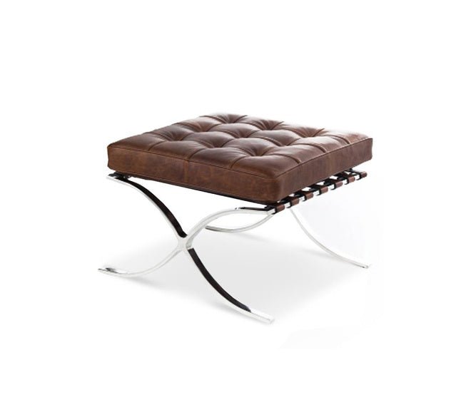 Leather Cushions and Steel Frame Lounge Ottoman - MODFEEL